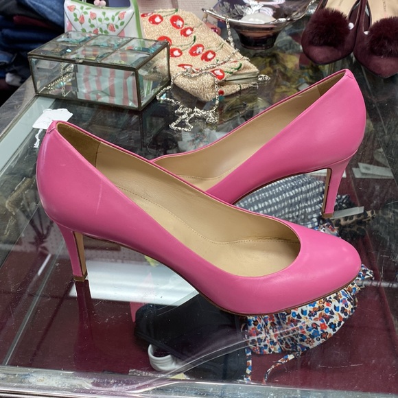 J Crew Pink Leather Heels - Sz 8 - Picture 2 of 7